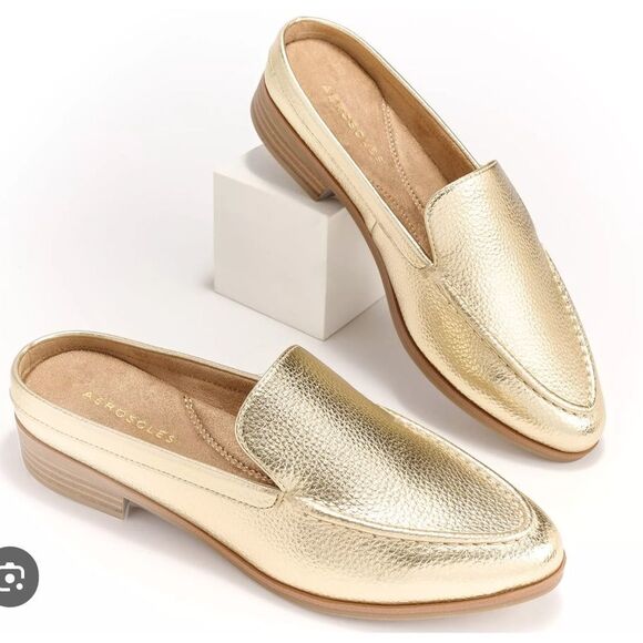 Aerosoles Enright Moc Toe Mule gold Women size 8.5 W NWT in box - Picture 1 of 13